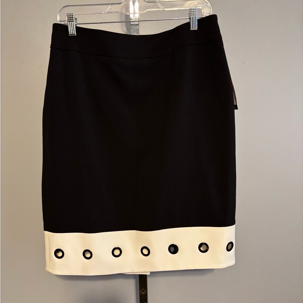 NWT $79 Nine West Women's Lined Sz 10 Newport Bay Black Lily Pencil‎ Skirt